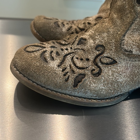 Little Girl Roper Belle Tan Cowboy Western Boots GUC sz 12 Leather Upper Balance - Picture 6 of 17